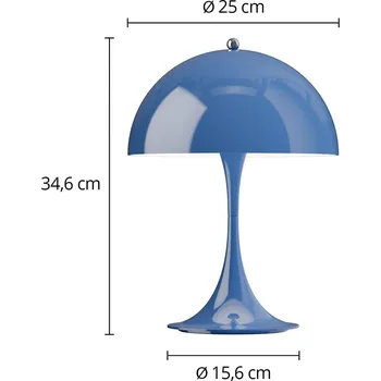 Lampička Louis Poulsen Akumulátorová lampa Panthella PORTABLE 250 indigově modrá - Průměr základny 15,6 cm LED 6 W celkem - Doprava zdarma