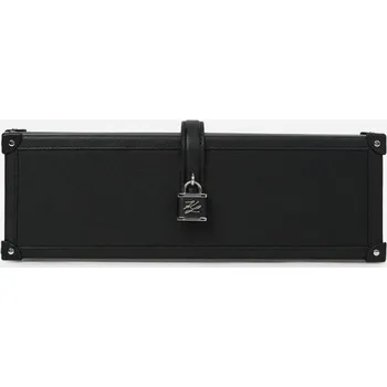 Módní doplněk KABELKA KARL LAGERFELD K/AUTOGRAPH PADLOCK TRUNK CLUT BLACK-NICKEL