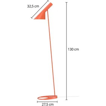 Lampička Designová stojací lampa Louis Poulsen AJ, oranžová - Délka základny 27,5 cm; šířka stínítka 14,5 cm; délka kabelu 260 cm 1 x 20 W - Doprava zdarma