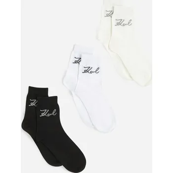 Dámské ponožky PONOŽKY KARL LAGERFELD K/SIGNATURE LOGO SOCK 3P BLACK-WHITE-CANNOLLI