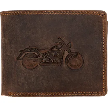 Peněženka Kožená peněženka Wild s motorkou - hnědá