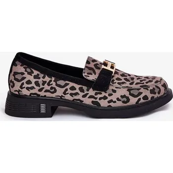 Dámské mokasíny Dámské semišové mokasíny s panterkovým vzorem Vinceza – šedé Velikost: 36