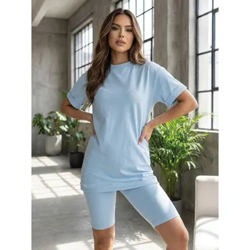 Sportovní komplet tričko + cyklo kraťasy VSB CASANDRA babyblue, VELIKOST S/M