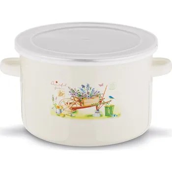 Hrnec Smaltovaný hrnec s poklicí retro Tadar Garden 2,5 l