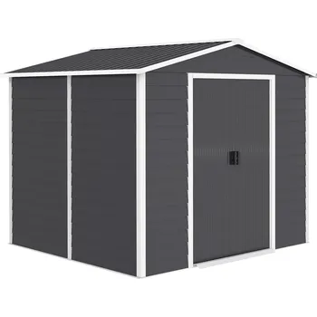 Zahradní domek Outsunny Kovový zahradní domek Outsunny, odolný proti povětrnostním vlivům a nerezu, uzamykatelný, 2,40 x 2,06 x 1,98 m, tmavě šedý