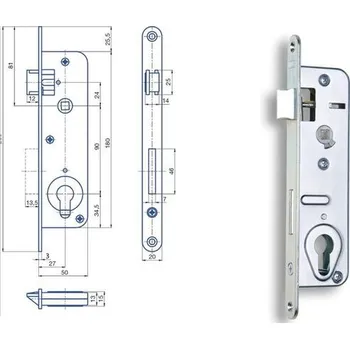 zadlabací zámek Zámek zadlabací HOBES G 223 VL/90/50/27/20 mm L střelka