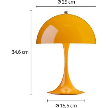 Lampička Louis Poulsen Akumulátorová lampa Panthella PORTABLE 250 oranžová IP44 - Průměr základny 15,6 cm LED 6 W celkem - Doprava zdarma