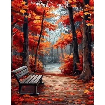 Diamantové malování Norimpex diamantové malování – lavička v parku 30 × 40 cm