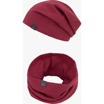 Čepice Doke Organic set čepice a nákrčník Eart Red uni