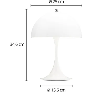 Lampička Louis Poulsen Akumulátorová lampa Panthella PORTABLE 250 bílá IP44 - Průměr základny 15,6 cm LED 6 W celkem - Doprava zdarma
