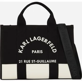 Módní doplněk KABELKA KARL LAGERFELD K/RSG SQUARE MD TOTE COL. BLK CANNOLI CREAM-BLACK