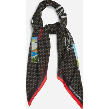 Šátek ŠÁTEK KARL LAGERFELD IKON MONOGRAM MODAL SCARF BROWN-KL MONO