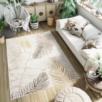 Koberec Moderní koberec Golden - listy 3 - krémový/zlatý Rozměr koberce: 160x230 cm