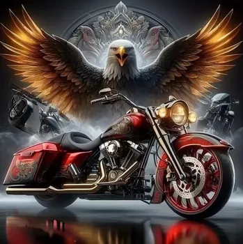 Diamantové malování diamantové malování motorka s orlem 30 × 40 cm