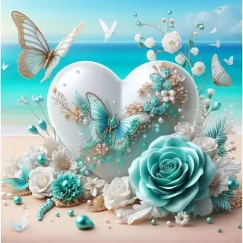 Diamantové malování diamantové malování srdce s motýly 30 × 40 cm