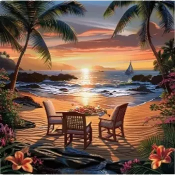 Diamantové malování diamantové malování posezení u západu slunce 30 × 40 cm