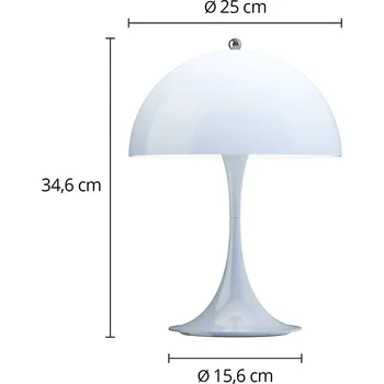 Lampička Louis Poulsen Akumulátorová lampa Panthella PORTABLE 250 světle modrá IP44 - Průměr základny 15,6 cm LED 6 W celkem - Doprava zdarma