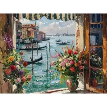 Diamantové malování diamantové malování pohled na benátky 30 × 40 cm