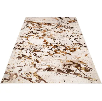 Koberec Moderní koberec Golden - abstrakt 1 - krémový/zlatý Rozměr koberce: 80x150 cm