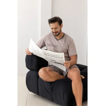 Pánské pyžamo Pyžamo Regina 503 v plné délce 2XL-3XL W26 pánské béžová 3XL