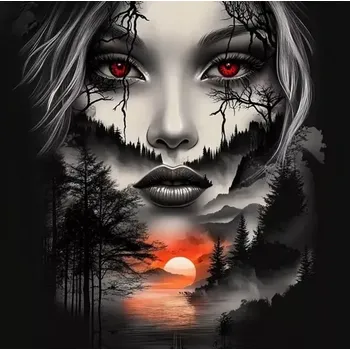 Diamantové malování diamantové malování tvář v horské krajině 30 × 40 cm