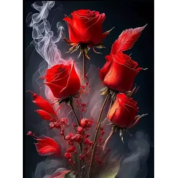 Diamantové malování Diamantové malování květy růže v dýmu 30 × 40 cm