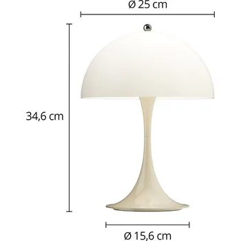 Lampička Louis Poulsen Akumulátorová lampa Panthella PORTABLE 250, béžová, IP44 - Průměr základny 15,6 cm LED 6 W celkem - Doprava zdarma