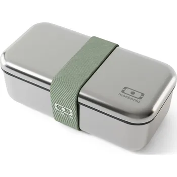 Svačinový box MONBENTO Sense Green Natural 0,7 l - svačinová krabička / kovová krabička na svačinu ze nerezové oceli