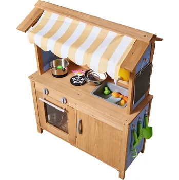 Dětská kuchyňka Vevor Dětská blátivá kuchyňka, dřevěná se dřezem, stříškou a příslušenstvím
