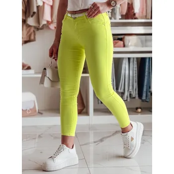 Dámské kalhoty Dámské kalhoty skinny s páskem VIVASKIN UY2428 Barva: Žlutá, Velikost: XS