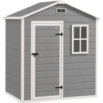 Zahradní domek Outsunny Slunný zahradní domek 1,9 m² 182 x 121 x 200 cm, kůlna na nářadí se šikmou střechou, podlaha, uzamykatelné dveře