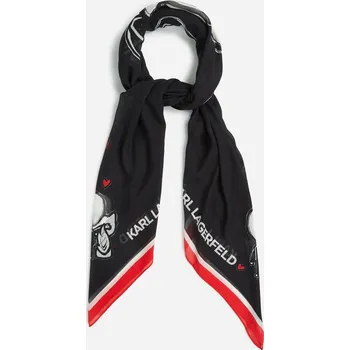 Módní doplněk ŠÁTEK KARL LAGERFELD IKON VALENTINE MODAL SCARF BLACK