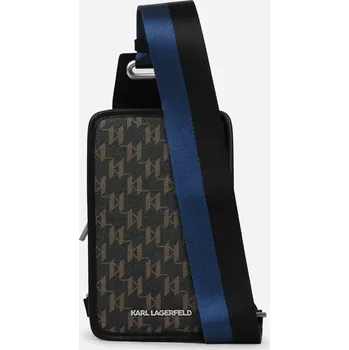 Módní doplněk CROSSBODY KARL LAGERFELD K/MONOGRAM KANVAS SLINGBAG BLACK-BROWN