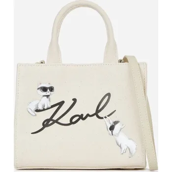 Módní doplněk KABELKA KARL LAGERFELD IKON SIGNATURE MN SQUARE TOTE NATURAL