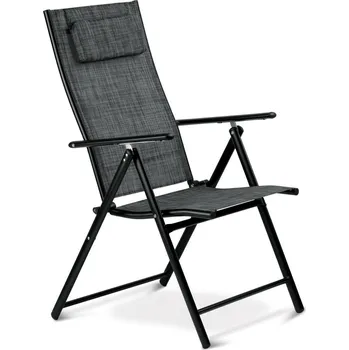 Zahradní lehátko Zahradní židle ocelová s nastavitelným opěradlem Tadar tmavě šedá