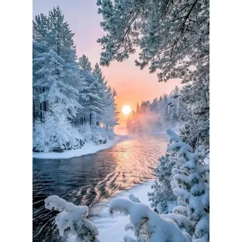 Diamantové malování diamantové malování mrazivá řeka 30 × 40 cm