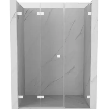 Sprchové dveře Mexen Lunar-F, L skládací levé sprchové dveře 130 cm, 8mm čiré sklo, bílý profil, 836SL-130-050-20-00-L