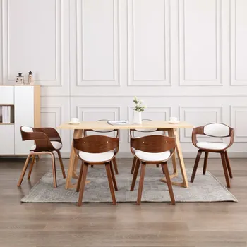 Jídelní židle zahrada-XL Jídelní židle 6 ks ohýbané dřevo a umělá kůže 3054815