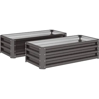 Vyvýšený záhon Outsunny Vyvýšený kovový záhon Outsunny, sada 2 kusů, otevřené dno, do zahrady nebo na balkon, 110x50x30cm, tmavě šedý