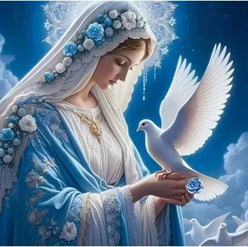 Diamantové malování diamantové malování panna marie s bílým holubem 30 × 40 cm
