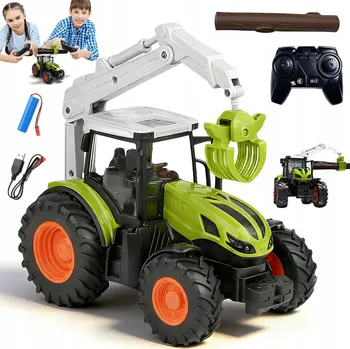 autíčko Dálkově ovládaný traktor s přívěsem na dřevo, gumové balíky, gumová kola HRAČKA RC