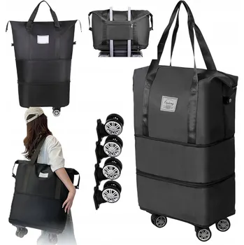 Nákupní taška na kolečkách s možností nošení přes rameno, skládací, objem 26-54L