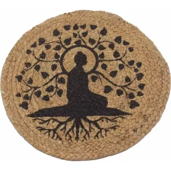 Sada nádobí AWM, Ltd, S3 8AL Prostírání Natural Juta & Bavlna - s potiskem Strom Bodhi 30 cm