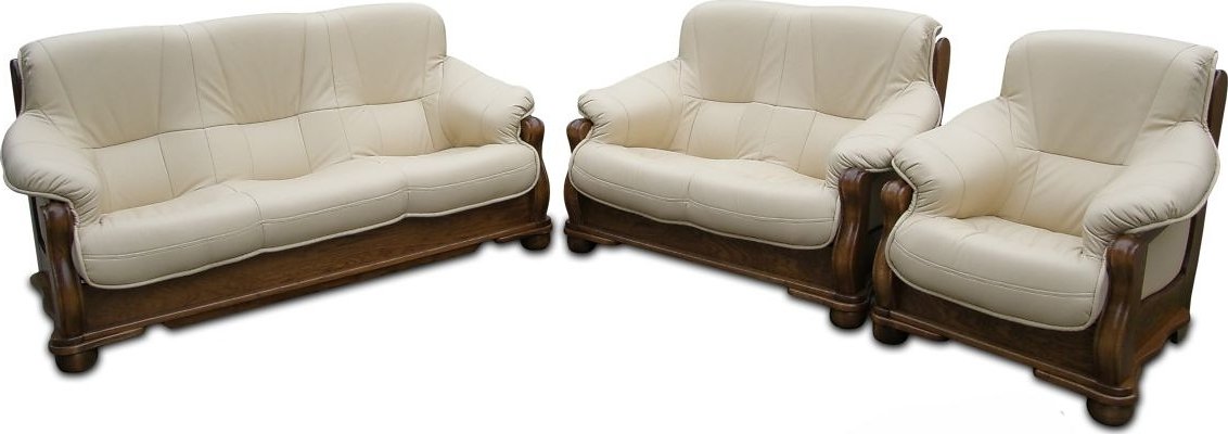 Kožená sedací souprava DELTA 3+2+1 - dubový masiv