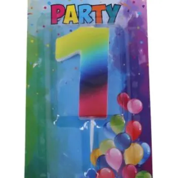 Dortová svíčka Svíčka narozeninová číslo 1, duhová, 4 x 6 cm