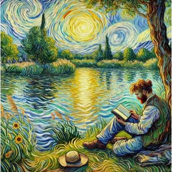 Diamantové malování Diamantové malování muž u jezera 30 × 40 cm