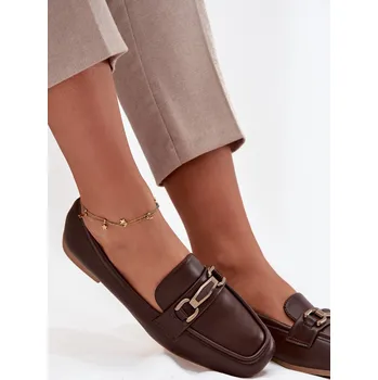 Dámské polobotky Dámské loafers polobotky s ozdobou Priscelle – hnědé Velikost: 40