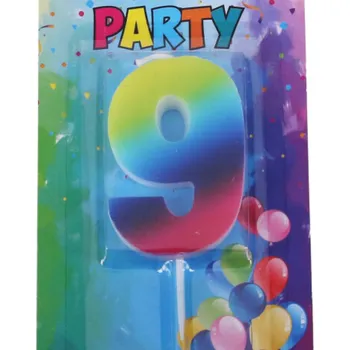 Dortová svíčka Svíčka narozeninová číslo 9, duhová, 4 x 6 cm