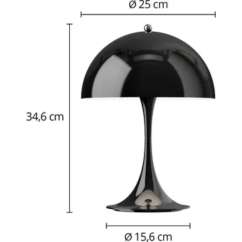 Lampička Louis Poulsen Akumulátorová lampa Panthella PORTABLE 250, černá IP44 - Průměr základny 15,6 cm LED 6 W celkem - Doprava zdarma