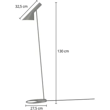 Lampička Designová stojací lampa Louis Poulsen AJ šedá - Délka základny 27,5 cm; šířka stínítka 14,5 cm; délka kabelu 260 cm 1 x 20 W - Doprava zdarma